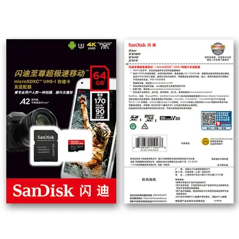 Sandisk Micro SD Extreme Pro 128 gb SD Kortelė max 170MB/s A2 V30 U3 64G 256G TF flash Kortelės 4K UHD cartao de memoria 1 tb Atminties Kortelę