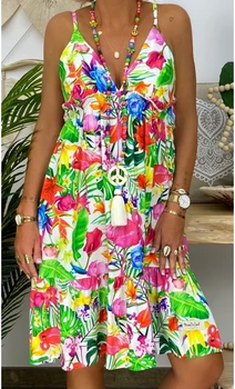 Seksualus, Moterų Suknelė 2020 Naujas Boho Plius Dydis 5XL Prarasti Vasaros Suknelė, Paplūdimio Gėlių Spausdinti Tunika Laisvalaikio Rankovių 