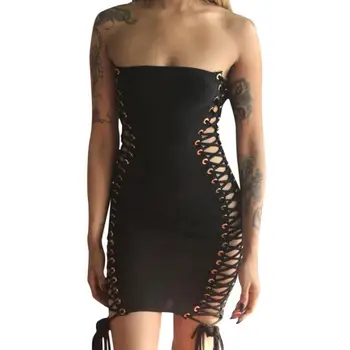 Seksualus naktinis klubas dvipusis nėriniai-up krūties-suvynioti slim suknelė moterims