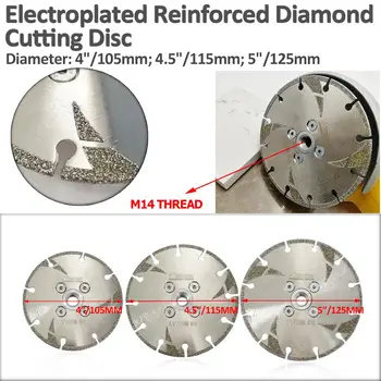 SHDIATOOL 1pc 105/115/125mm M14 Sriegiu Electroplated Sustiprinta Deimantiniai Pjovimo ir Šlifavimo Disko Diamond Disc Marmuro Pjūklo