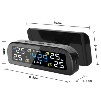 Skaitmeninis LCD Ekranas Skaitmeninis Laikrodis, Padangų Slėgio Signalą Automobilio Padangų Slėgio Stebėti Saulės TPMS Padangų Slėgio Stebėjimo Sistema