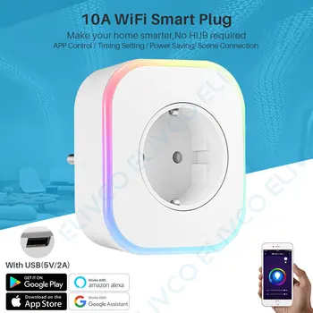 Smart Plug WiFi ES Plug (10A Su USB Tamsos Lempos Smart Gyvenimo APP 
