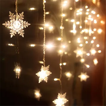 Spalvinga Snaigės LED String žibintai Mirksi Žiburiai Užuolaidų Šviesos Kalėdų Atostogų Šalis Keičiamas Banga Pasakų Šviesos