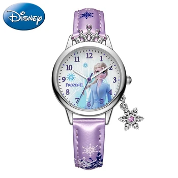 Sušaldyti ⅱ Disney Princess Serijos Elsa Prabanga Bling kalnų krištolas Karūna Snaigės Pakabukas Gražių Merginų, Laikrodžiai Vaikams Žiūrėti Naujas