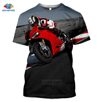T Shirt Mens Vasaros 3D Spausdinimo Motociklų Motokroso Marškinėlius Moterims Topai Tees Mados Trumpas Rankovės Automobilių Sporto marškinėliai Homme H52