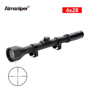 Taktinis 4x28 Medžioklės Riflescope Šaudymo Žaidimas Akyse Tinklelis Optika Snaiperis Teleskopinis Šautuvas Apimtis Airsoft Pistoletas Tinka 11mm Mount