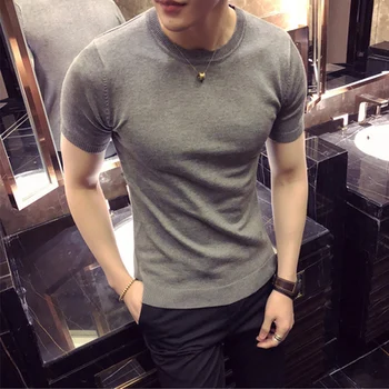 Trumparankoviai marškinėliai vyriški laisvalaikio paprasta dugno marškinėliai pusė rankovėmis drabužius 9472
