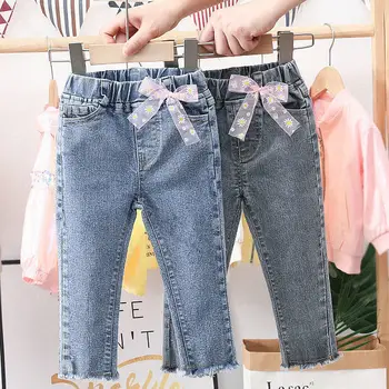 VIDMID Merginos atsitiktinis džinsai vaikams kelnes minkštas plonas aukštos elastinga raw edgs pavasarį, rudenį baby vaikų mergaičių ilgas kelnes kelnės P2030