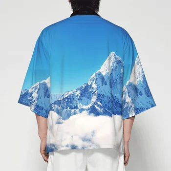 Vyrai Japonų Kimono Megztinis Vyrams Samurajus Kostiumo Kimono Apranga Striukė Vyrai Miško Kimono Marškinėliai Streetwear Azijos Suknelė
