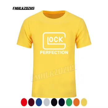 Vyriški Grynos Medvilnės Drabužius T-shirt Medvilnės Spalvotų Atspausdinti trumparankoviai Glock Logotipą, Madingi Vyrų Drabužių Prekės ženklo marškinėlius