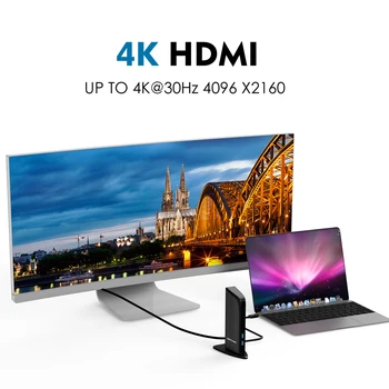 Wavlink USB C Dual HDMI 4K Universalus Docking Station Gigabit Ethernet su USB3.0 Uostų Galios Tiekimo Veidrodis, Video Online Darbą