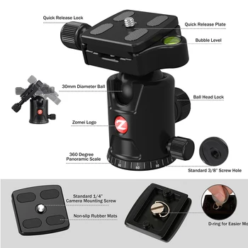 Zomei M8 Profesionalų Fotoaparatą, trikojį Monopodzie, Nešiojamų Kompaktinių Kelionės Horizontalios Sistemos, Aliuminio Trikojis Canon Nikon Sony SLR