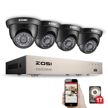 ZOSI 8CH Saugumo kamerų Sistema, HD-TVI 1080N Video DVR recorder 1 TB HDD 4x HD 1280TVL 720P Patalpų ir Lauko VAIZDO stebėjimo Kameros