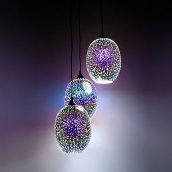 Šiaurės Stiklo Pakabukas Lempa, LED E27 3 Apšvietimas 3D Šiuolaikinės Kūrybinis Dizainas Tamsintas Pakabukas Šviesos Restoranas, Baras, Drabužių Parduotuvė